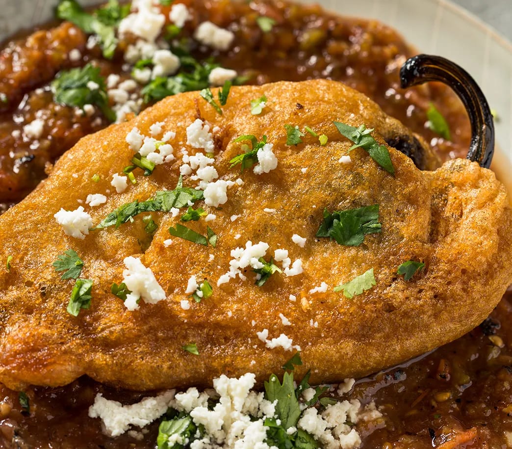 Chile relleno de fideo seco